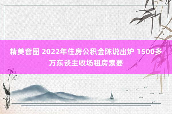 精美套图 2022年住房公积金陈说出炉 1500多万东谈主收场租房索要