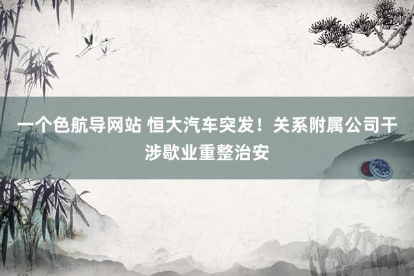 一个色航导网站 恒大汽车突发！关系附属公司干涉歇业重整治安